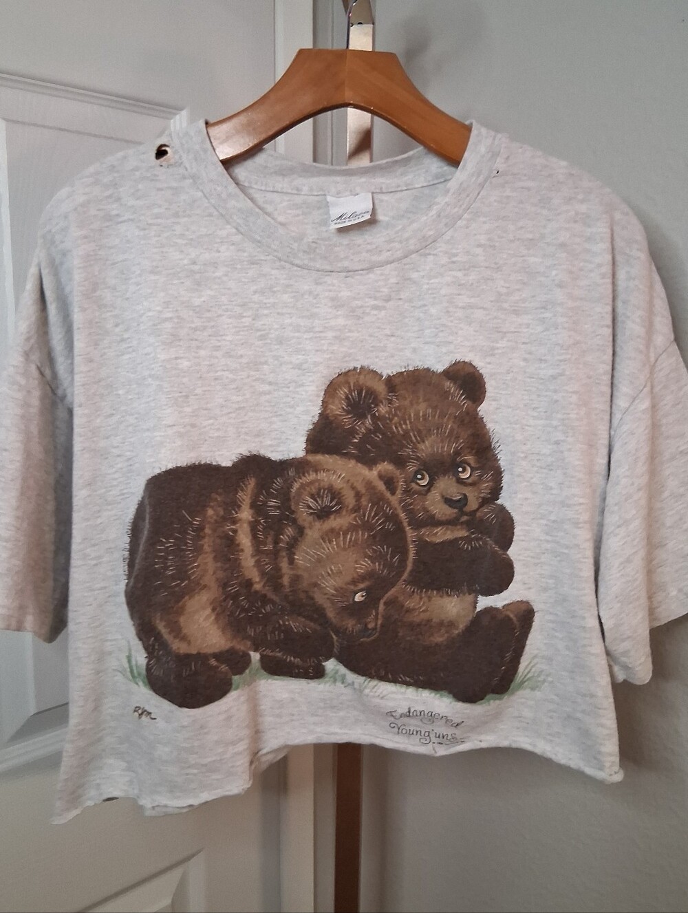 Vintage Teddy Bear Crop Top XL Distressed